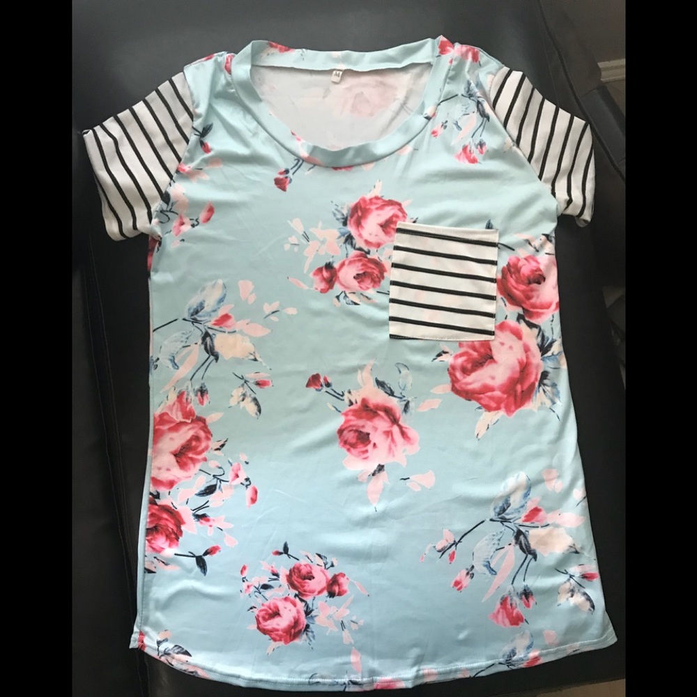 Floral and stripe shirt size medium